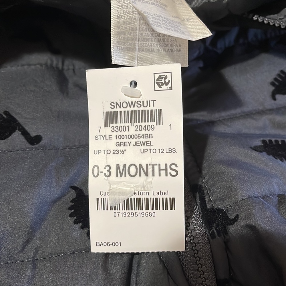 First Impressions Dinosaur Novelty Print Footed Snowsuit Baby 0-3 Months NWT - Picture 3 of 4